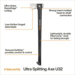 Fiskars Ultra Splitting Axe U32, Precision-Ground RazorEdge Double-Hardened Steel Blade Stays Sharp, Perfected Weight Balance & FiberComp Shaft for Large Log Splitting & Firewood, 32", Black - Image 3