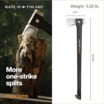 Fiskars Ultra Splitting Axe U32, Precision-Ground RazorEdge Double-Hardened Steel Blade Stays Sharp, Perfected Weight Balance & FiberComp Shaft for Large Log Splitting & Firewood, 32", Black - Image 7