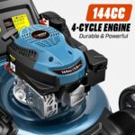 SENIX 21-Inch Gas Lawn Mower, 144cc 4-Cycle Engine with 3.4 HP - 3-in-1 Side Discharge Mulching & Bagging for 1/3 Acre Yards, 6-Position Height Adjustment & 1.7 Bushel Grass Catcher - Image 4