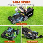 SENIX 21-Inch Gas Lawn Mower, 144cc 4-Cycle Engine with 3.4 HP - 3-in-1 Side Discharge Mulching & Bagging for 1/3 Acre Yards, 6-Position Height Adjustment & 1.7 Bushel Grass Catcher - Image 5
