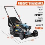 SENIX 21-Inch Gas Lawn Mower, 144cc 4-Cycle Engine with 3.4 HP - 3-in-1 Side Discharge Mulching & Bagging for 1/3 Acre Yards, 6-Position Height Adjustment & 1.7 Bushel Grass Catcher - Image 8