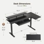 OffiGo 55 Inch L Shaped Electric Standing Desk with Keyboard Tray, Reversible Height Adjustable Corner Computer Desk with Monitor Stand, Sit Stand Up Lift Table for Home, Office, Carbon Fiber Black - Image 4
