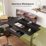 OffiGo 55 Inch L Shaped Electric Standing Desk with Keyboard Tray, Reversible Height Adjustable Corner Computer Desk with Monitor Stand, Sit Stand Up Lift Table for Home, Office, Carbon Fiber Black - Image 5