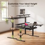 OffiGo 55 Inch L Shaped Electric Standing Desk with Keyboard Tray, Reversible Height Adjustable Corner Computer Desk with Monitor Stand, Sit Stand Up Lift Table for Home, Office, Carbon Fiber Black - Image 8