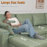 EASE MOOSE Oversized Modular Sectional Sofa, Waterproof & Scratch-Resistant Faux Leather Sofa with Deep Seat, Comfy U-Shaped Sofa with Storage Ottoman, Sectional Couches for Living Room, Green - Image 5