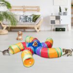Depets Cat Tunnel for Indoor Cats, 5 Way Large Cat Play Tunnel & Tube with Play Ball, S-Shaped Folded Pet Tube with Interactive Peephole, Ideal for Indoor Exercise for Kittens Puppies Rabbits - Image 7