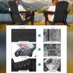 SERWALL HDPE Folding Adirondack Chair with Dual Cup Holder - Composite Adirondack Chair Set of 4- Black - Image 3