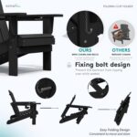 SERWALL HDPE Folding Adirondack Chair with Dual Cup Holder - Composite Adirondack Chair Set of 4- Black - Image 4