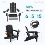 SERWALL HDPE Folding Adirondack Chair with Dual Cup Holder - Composite Adirondack Chair Set of 4- Black - Image 8