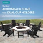 SERWALL HDPE Folding Adirondack Chair with Dual Cup Holder - Composite Adirondack Chair Set of 4- Black - Image 10