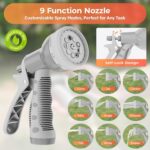 Ayleid Retractable Garden Hose Reel,1/2 in x 100 ft Wall Mounted Hose Reel, with 9- Function Sprayer Nozzle, Any Length Lock/Slow Return System/Wall Mounted/180°Swivel Bracket (Gray) - Image 9