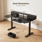 OffiGo U Shaped Electric Standing Desk with Drawers, 55 Inch Height Adjustable Desk with Keyboard Tray ＆ Ergonomic Monitor Stand, Sit Stand Table with Power Outlets for Home, Office, Black - Image 4