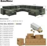 EASE MOOSE Oversized Modular Sectional Sofa with Ottoman, Modern Luxury Wide Deep Modular Couch, U Shaped Couch for Big Spaces Living Room,Green - Image 3