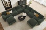 EASE MOOSE Oversized Modular Sectional Sofa with Ottoman, Modern Luxury Wide Deep Modular Couch, U Shaped Couch for Big Spaces Living Room,Green - Image 5