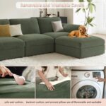EASE MOOSE Oversized Modular Sectional Sofa with Ottoman, Modern Luxury Wide Deep Modular Couch, U Shaped Couch for Big Spaces Living Room,Green - Image 8