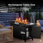 Ciays 42 Inch Gas Fire Pit Table, 60,000 BTU Propane Pits for Outside with Steel Lid and Lava Rock, 2 in 1 Firepit Table Gatherings Parties on Patio Deck Garden Backyard, Black - Image 4