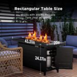 Ciays 42 Inch Gas Fire Pit Table, 60,000 BTU Propane Pits for Outside with Steel Lid and Lava Rock, 2 in 1 Firepit Table Gatherings Parties on Patio Deck Garden Backyard, Black - Image 7