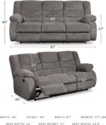 Signature Design by Ashley Tulen Modern Manual Pull Tab Reclining Sofa, Dark Gray - Image 4