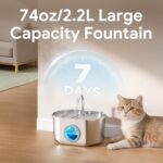 Cat Water Fountain Stainless Steel: 73oz/2.2L Cat Fountain for Drinking- Pet Water Fountain Inside - Automatic Dog Watering Dispenser Bowl - Pet Feeding & Watering Supplies - Image 6