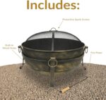 Sunnydaze 34-Inch Steel Large Fire Pit for Outside - Wood-Burning Fire Pit Bowl for Outdoors with Spark Screen, Log Poker, and Grate - Image 4