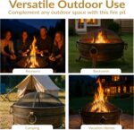 Sunnydaze 34-Inch Steel Large Fire Pit for Outside - Wood-Burning Fire Pit Bowl for Outdoors with Spark Screen, Log Poker, and Grate - Image 6