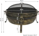 Sunnydaze 34-Inch Steel Large Fire Pit for Outside - Wood-Burning Fire Pit Bowl for Outdoors with Spark Screen, Log Poker, and Grate - Image 7