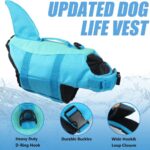 EMUST Shark Dog Life Jackets for Water Safety - Adjustable Ripstop Pet Life Vest with Rescue Handle for Swimming Pool, Beach, Boating (L, Pool Blue) - Image 5