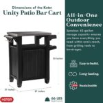 Keter Outdoor Grill Prep Table & Serving Cart, Stainless Steel Top, Unity, 40 Gal, Brown - Portable Bar Table and Cooking Accessory for Pool, Patio, Lawn, and Backyard - Image 3
