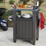 Keter Outdoor Grill Prep Table & Serving Cart, Stainless Steel Top, Unity, 40 Gal, Brown - Portable Bar Table and Cooking Accessory for Pool, Patio, Lawn, and Backyard - Image 8