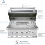 Spire Premium 5 Burner Built In Gas Grill Island Head, Stainless Steel 30 Inch Propane Grill with Rear Burner, 63,000 BTUs, 750 SQ In Racks, Dual Fuel Compatibility - 740-0788P - Image 4