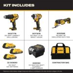 DEWALT 20V MAX 3-Tool Brushless Power Tool Set, Includes 1/2 Cordless Drill,1/4 Impact Driver, Oscillating Tool, 3 Batteries and a Charger, Extended Runtime, Lightweight (DCK360D3) - Image 3