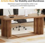 Tribesigns 63-inch Executive Desk, Vintage Home Office Computer Desk with Large Tabletop, Farmhouse Wood Writing Conference Table Workstation for Office, Study, Walnut Brown - Image 7