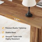 Tribesigns 63-inch Executive Desk, Vintage Home Office Computer Desk with Large Tabletop, Farmhouse Wood Writing Conference Table Workstation for Office, Study, Walnut Brown - Image 8