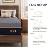 EGOHOME 12 Inch Queen Mattress, Copper Gel Cooling Memory Foam for Back Pain Relief, Therapeutic Bed in a Box, Foam Made in USA, CertiPUR-US Certified, 60x80x12 Black - Image 7