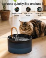 Cat Water Fountain, 71oz/2.1L Cat Fountain for Drinking with Copper Faucet, MISFANS-Designed Pump & Filter, Plastic Automatic Pet Water Fountain Bowl & Dispenser with 3-Pack Replaceable Filters - Image 4