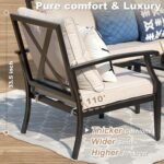 4-Piece Patio Furniture Set, Wider Outdoor Metal Seating Sofa with High Back & Loveseat, Coffee Table, All Weather Metal Conversation Set for Backyard, Poolside, Deck-Beige - Image 6