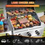 Electactic Propane Gas Grill, 3-Burner 24,000 BTU Stainless Steel BBQ Grill with Foldable Shelf for Outdoor Barbecue and Cooking - Image 5
