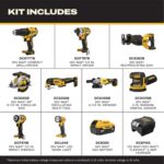 DEWALT 20V MAX 5Ah, Brushless 9 Power Tools with Battery, Charger, Drill, Impact Driver, Reciprocating Saw, Circular Saw, Oscillating Tool, Grinder, Orbit Sander, Impact Wrench, Flashlight (DCK921P1) - Image 3