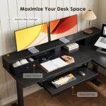 OffiGo 59 Inch L Shaped Electric Standing Desk with Drawers, Height Adjustable Corner Computer Desk with Keyboard Tray & Monitor Stand, Stand Up Table for Home Office Workstation, Black - Image 9