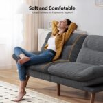 Pipishell Futon Sofa Bed, 66 Inch Corduroy Futon Couch Convertible with Adjustable Backrest and Armrests, Recliner Sleeper Sofa for Small Spaces, Living Room, Office, Guest Room (Grey, 66 Inch) - Image 4