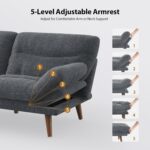 Pipishell Futon Sofa Bed, 66 Inch Corduroy Futon Couch Convertible with Adjustable Backrest and Armrests, Recliner Sleeper Sofa for Small Spaces, Living Room, Office, Guest Room (Grey, 66 Inch) - Image 7