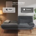 Pipishell Futon Sofa Bed, 66 Inch Corduroy Futon Couch Convertible with Adjustable Backrest and Armrests, Recliner Sleeper Sofa for Small Spaces, Living Room, Office, Guest Room (Grey, 66 Inch) - Image 8