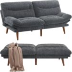 Pipishell Futon Sofa Bed, 66 Inch Corduroy Futon Couch Convertible with Adjustable Backrest and Armrests, Recliner Sleeper Sofa for Small Spaces, Living Room, Office, Guest Room (Grey, 66 Inch) - Image 9