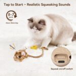 Migipaws Interactive MigiMouse Cat Toy 360° Rolling & Spin with Mesh Plastic Tail for Indoor Cats Smart Motion Sensor, Realistic Squeak, Rechargeable Plush Kitten Toy(Brown Long) - Image 5