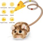 Migipaws Interactive MigiMouse Cat Toy 360° Rolling & Spin with Mesh Plastic Tail for Indoor Cats Smart Motion Sensor, Realistic Squeak, Rechargeable Plush Kitten Toy(Brown Long) - Image 6