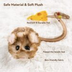 Migipaws Interactive MigiMouse Cat Toy 360° Rolling & Spin with Mesh Plastic Tail for Indoor Cats Smart Motion Sensor, Realistic Squeak, Rechargeable Plush Kitten Toy(Brown Long) - Image 7