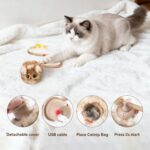 Migipaws Interactive MigiMouse Cat Toy 360° Rolling & Spin with Mesh Plastic Tail for Indoor Cats Smart Motion Sensor, Realistic Squeak, Rechargeable Plush Kitten Toy(Brown Long) - Image 8