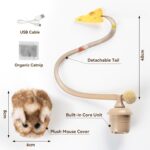 Migipaws Interactive MigiMouse Cat Toy 360° Rolling & Spin with Mesh Plastic Tail for Indoor Cats Smart Motion Sensor, Realistic Squeak, Rechargeable Plush Kitten Toy(Brown Long) - Image 9