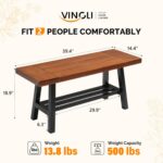 VINGLI 40in Storage Bench, Solid Wood Seat with Metal Storage Shelf, Weather Resistant High Capacity Indoor Outdoor Dining Benches, Sturdy Shoe Rack Bench for Entryway Mudroom Porch - Image 4