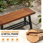 VINGLI 40in Storage Bench, Solid Wood Seat with Metal Storage Shelf, Weather Resistant High Capacity Indoor Outdoor Dining Benches, Sturdy Shoe Rack Bench for Entryway Mudroom Porch - Image 7